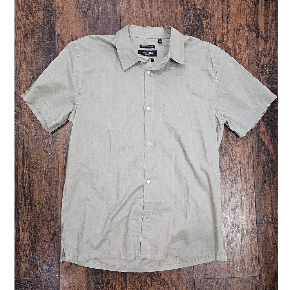Kenneth Cole Button up Shirt 100% Cotton Size Small Slim Fit Men Green